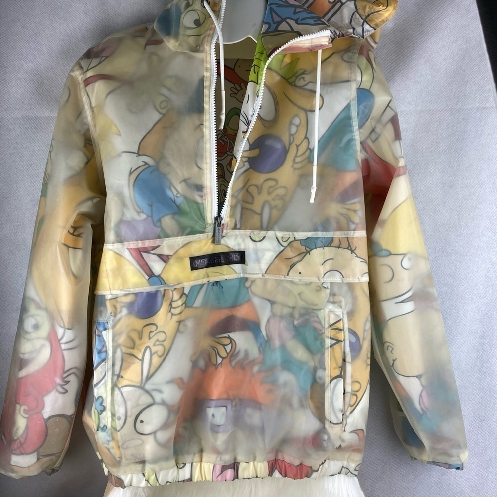 MEMBERS ONLY NICKELODEON TRANSLUCENT WINDBREAKER JACKET SIZE SMALL